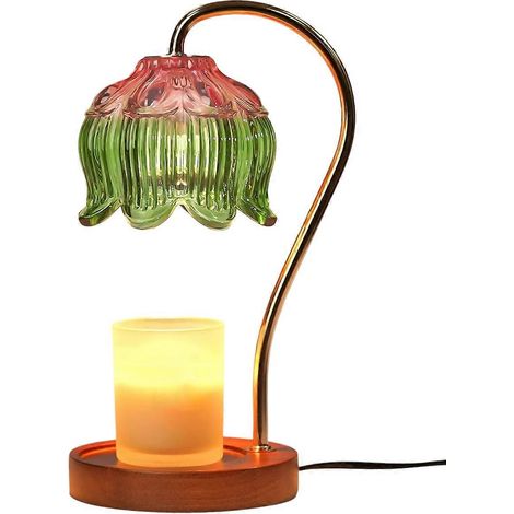 Lampe chauffe-bougie, jolie lampe à bougie avec minuterie et intensité réglable, cadeau de pendaison de crémaillère, chauffe-cire Lotus (prise US). (1/5)