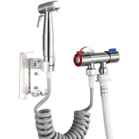 Ensemble douchette bidet pour toilettes, pulvérisateur WC avec support et vanne