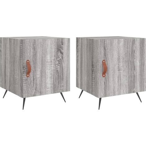 vidaXL Comodini 2 pz Grigio Sonoma 40x40x50 cm in Legno Multistrato (1/5)