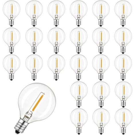 RHG 25 Pack G40 Ampoules LED Globe Glass Remplacement, étanchéité IP44, blanc chaud, pour guirlande lumineuse 0,6 W 220-240V E12 2200K Ampoules Extérieur Ordre contient pas de chaîne légère (1/5)