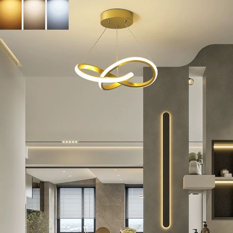 Suspension de style minimaliste, Luminaire suspendu créatif, Éclairage d'ambiance, Puissance de 27 W, Idéal pour cuisines et salles à manger (30 cm, Tri-couleur réglable)