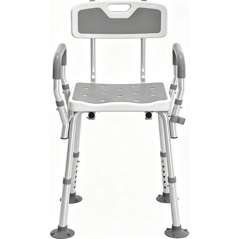 Sedia da doccia ergonomica in alluminio e HDPE, regolabile in altezza, grigio (1/5)