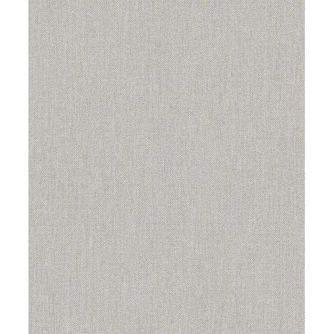Papier peint uni effet toile jute gris perle