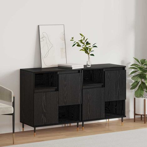 Buffets 2 pcs-Lot de 2 Meuble de rangement Chêne noir 120 x 35 x 70 cm Bois d'ingénierie 824039 (1/5)