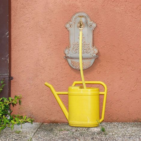 Wandbrunnen mit wasserhahn gold und grauguss