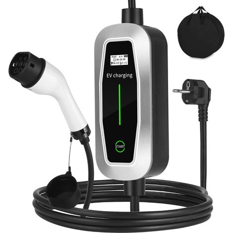 Electric Car Charger, 3.5KW/5M EV Charger Type 2, LED Touch Screen, Portability Electric Vehicle Charging Cable 6-16A with EU Schuko Plug, Compatible with BEV and PHEV (1/5)