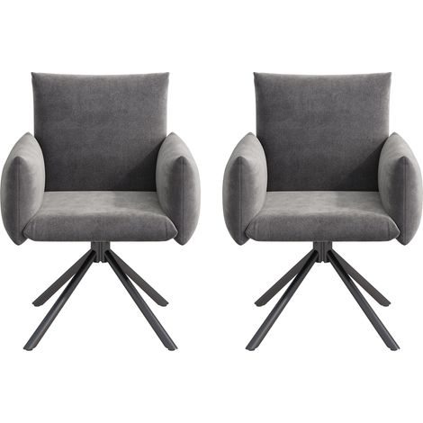 GagaLot de 2 chaises de salle a manger pivotantes velours gris (1/5)