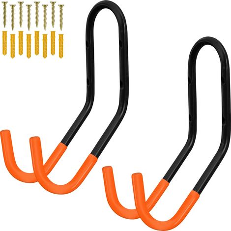 Lot de 2 supports muraux pour vélos WELLGRO avec vis et chevilles métalliques - supports de fixation avec revêtement en caoutchouc - support pour vélo - fixation murale - dimensions approximatives : 3 (1/5)