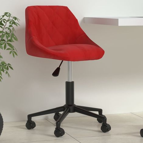 vidaXL Chaise pivotante de bureau Rouge bordeaux Velours (1/5)
