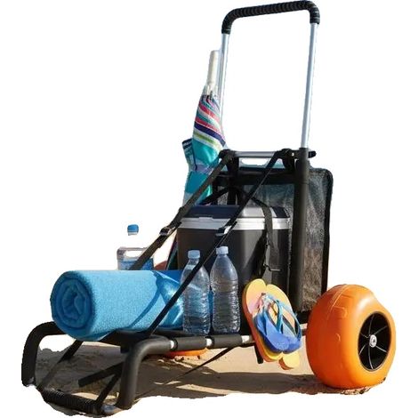 Chariot de transport, grandes roues en mousse, hauteur réglable, vert armée (1/2)