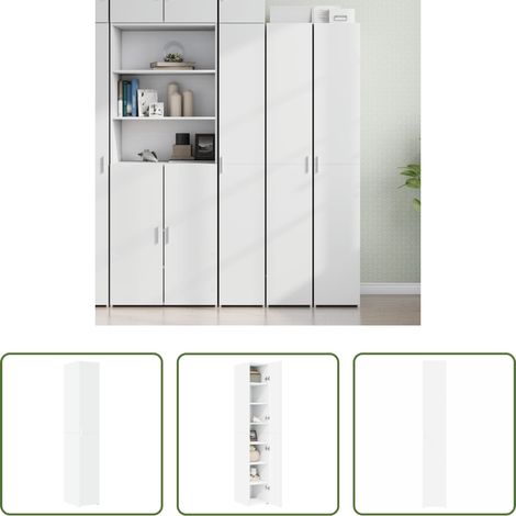 vidaXL Rangement -  Buffet haut blanc 30x42,5x185 cm bois d'ingénierie (1/5)