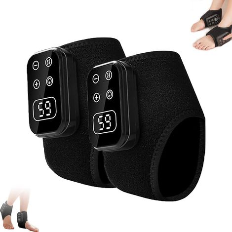 Hochwertiges, zweiteiliges Fußmassagegerät mit dreifacher Massagefunktion, kabellosem Heizband für Füße und Knöchel, 3 Geschwindigkeitsstufen und 5 Temperaturstufen, tragbares Fußmassagegerät (schwarz (1/4)