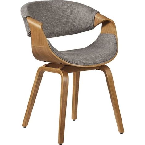 Sedia contemporanea NERA in tessuto grigio testurizzato e struttura effetto legno scuro con braccioli (1/5)