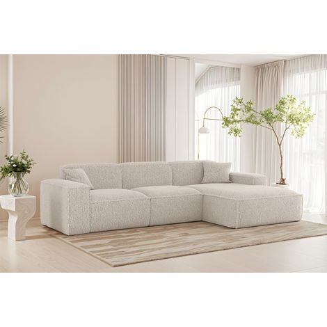 Ecksofa Designersofa CELES PREMIUM in Stoff Sven Altweiß Ottomane Rechts (1/3)