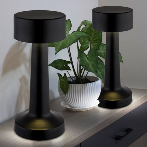 Tischlampe Tischleuchte Wohnzimmerleuchte Metall Akku dimmbar CCT Schaltung, 1,2W 65Lm 2700K 4000K 6500K, H 21 cm, 2er Set