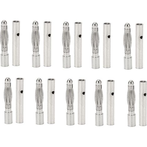 10 Stück 2,5-mm-Bananenstecker (rot), vergoldete Bananenstecker, Modellflugzeug-Schaltkreisstecker, Stecker aus rotem Kupfer für Regler, Akku und Motor