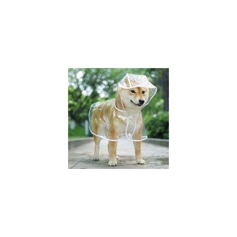 (back length 35 chest 48-52) - white - dog raincoat (1/5)