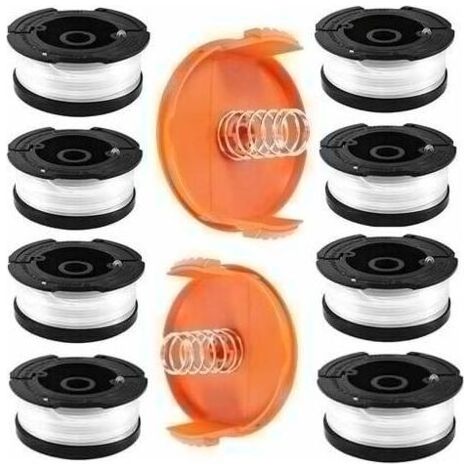 Bobine Fil Coupe Bordure pour Black et Decker Coupe-Bordures, 8 Bobine de Fil Debroussailleuse avec 2 Couvercle de Bobine et 2 Ressort, Bobines A6481 A6485 Compatible avec Black et Decker Af-100 -DPZO (1/4)