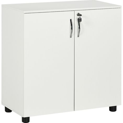 Two-Tier Locking Office Storage Cabinet - White (1/5)