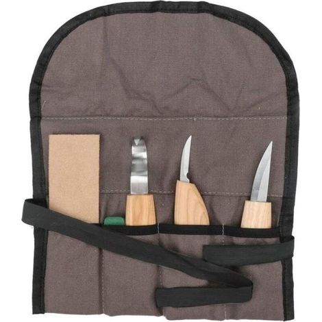 Kit De Sculpture Sur Bois - 5 Outils Dont 3 Couteaux À Lame En Acier Inoxydable - Pour Débutants Et Professionnels - 1 Set (1/5)