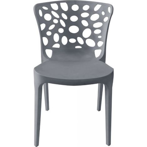 Set 4 Sedia in Polipropilene Zyra Impilabili Grigio – Schienale Traforato