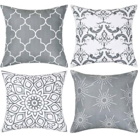 Housse de coussin - KZQ - 45 x 45 cm - Grise - Tissu doux - Finitions soignées (1/4)