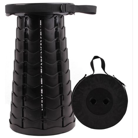 Tabouret télescopique en plastique tabouret de pêche pliant extérieur noir (1/4)