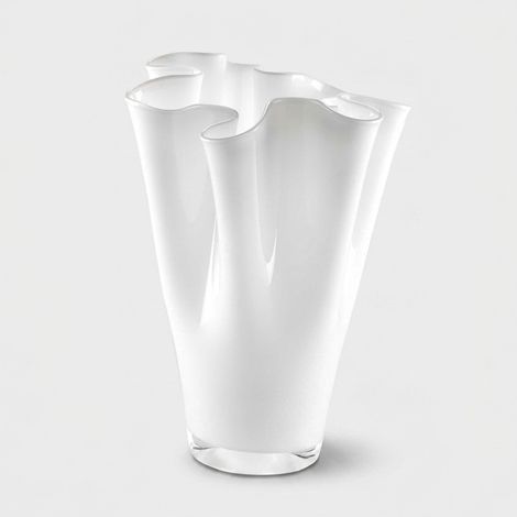 Vaso decorativo in vetro artigianale Wave 30 - Bianco (1/2)