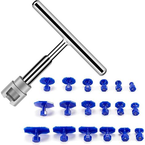 Kit de reparación de abolladuras para carrocería, 18 ventosas y martillo deslizante, herramienta para reparación de abolladuras sin pintura, para carrocería de automóviles (1/5)