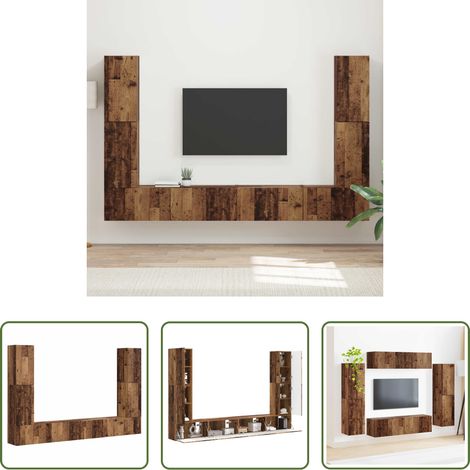 Meuble de salon - Ensemble meuble TV 8 pcs Bois Ancien Bois d'ingénierie (1/5)