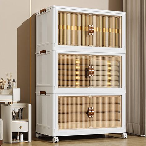 Hofuton 3 Boites Organisateur de Rangement Plastique Pliable Pour Salle de Bain Cuisine Chambre à Coucher Salon Vetements Jouets Livres (1/5)