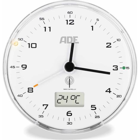 Reloj ADE con termómetro, diámetro 8 x 4 cm, blanco (1/2)