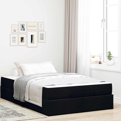 Bettgestell mit Matratze 2 pcs Schwarz Stoff