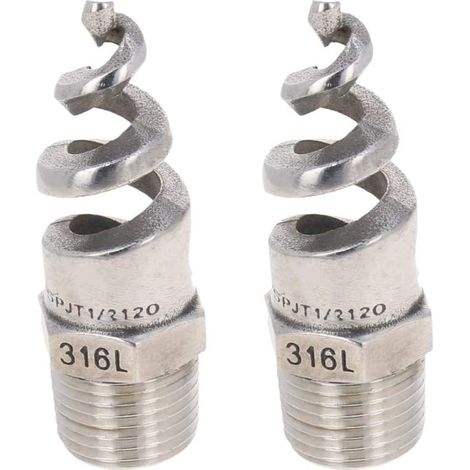 1/2BSPT Lot de 2 buses pulvérisation en acier inoxydable 316 avec filetage mâle et cône spirale Finition polie - 2Pcs (1/5)