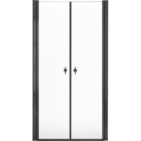 Home Deluxe - Porte battante verre clair LAVEA noir Dimensions : 95 x 195 cm