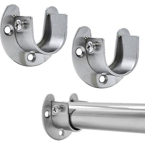 2er-Pack Edelstahl-Kleiderstangenhalterungen, robuste U-förmige Flansch-Stangenhalterungen mit Schrauben für Kleiderschrankhalterungen und Duschabtrennungen-32mm
