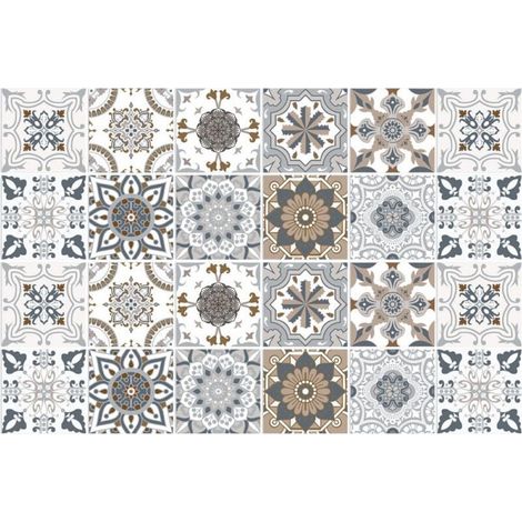 Carrelage Adhésif 20x20 Style Industriel Credence Adhesive pour Cuisine Brique,24 Pcs Stickers Muraux Salle de Bains Cuisine Carrelage Adhesif Mural avec Motifs de Carrelage Dalle Pvc Adhesi (1/5)