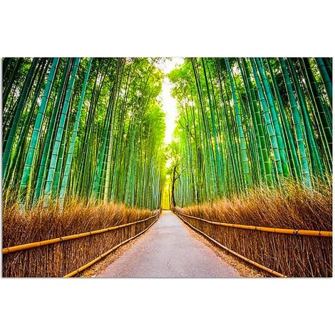 Tableau bois forêt de bambous - 50 x 40 cm