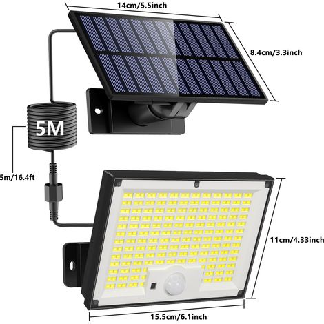 Wiederaufladbare Solar-Wandleuchte, ideal für Gärten, Garagen, Terrassen und Flure – Ausführung 3