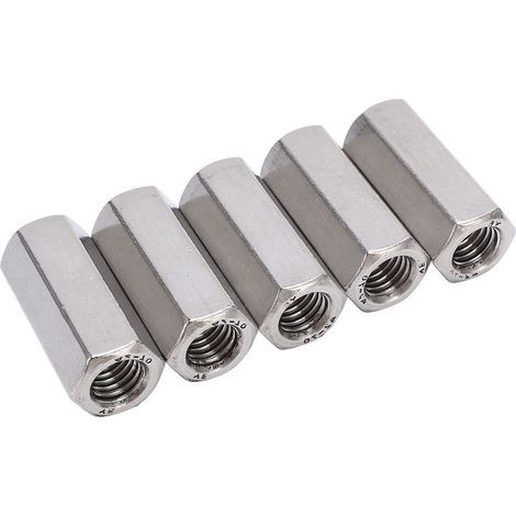 5 pièces écrou d'accouplement hexagonal en acier inoxydable Anti Corrosion M12 connecteur argent pour boulons à vis (1/5)