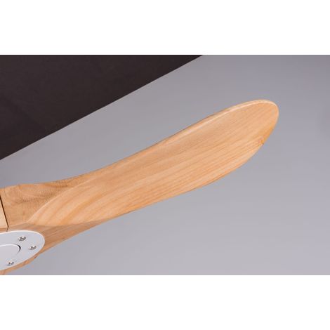 Ventilateur de plafond 52 pouces avec 3 pales en bois et design à hélice, fonction mémoire, télécommande, finition bois naturel, ventilateur moderne intérieur et extérieur pour terrasse, salon et cham (1/5)
