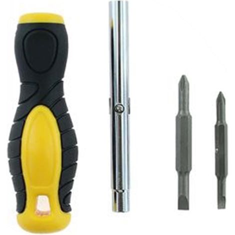 TRADE SHOP - Set Cacciaviti Multifunzione 6in1 Con Inserti A Doppia Punta Grip Punta Magnetizzata 74689 - (1/2)