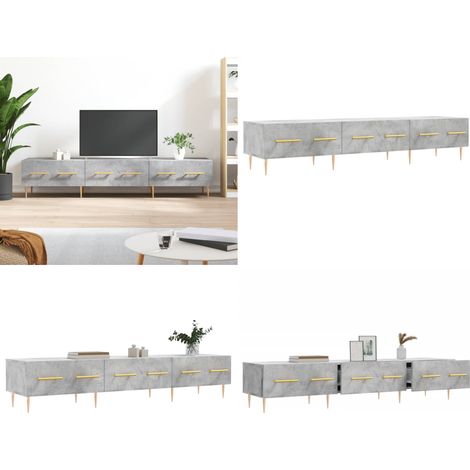 Meuble TV gris béton 150x36x30 cm bois d'ingénierie - Meuble de télévision - Bois d'ingénierie (1/5)
