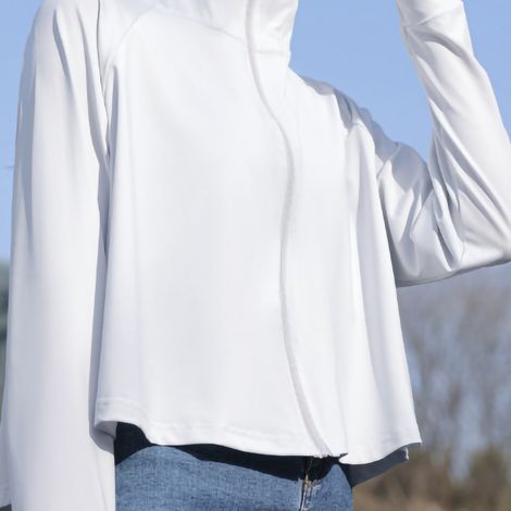 T-shirt rafraîchissant à manches longues et capuche avec masque intégré pour femme, idéal pour la randonnée et le camping (gris) - Protection solaire UV - Idéal pour la randonnée et le camping (1/5)