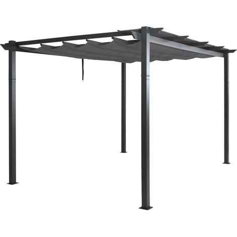 [NUNCA USADO] Pérgola de aluminio HHG-053, pabellón de jardín cenador de jardín, marco estable 8cm techo corredizo UV50+ 3x4m, antracita