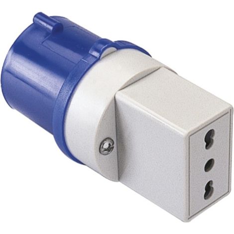 poly pool - adattatore industriale con spina 16 a e presa bivalente ip20 blu