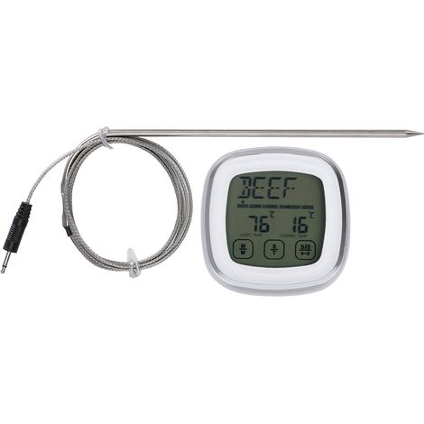 Thermomètre alimentaire sans fil électronique numérique à écran tactile avec minuterie et alarme pour la cuisson du sucre et le barbecue (1/5)