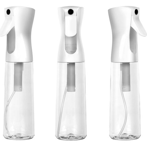 Bouteille d'eau à pulvérisation continue, pulvérisateur de brume pour cheveux, blanc, 12oz, 3-Pack, 355ml, ultra fin, sans solvant ni BPA en plastique transparent, pulvérisateur pressurisé, avec pompe (1/5)