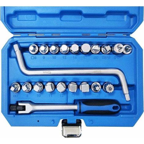 Kit 21 pièces 3/8 pour bouchon vidange huile, douille creuse Torx Spline, clé 8-10 mm, auto (1/4)
