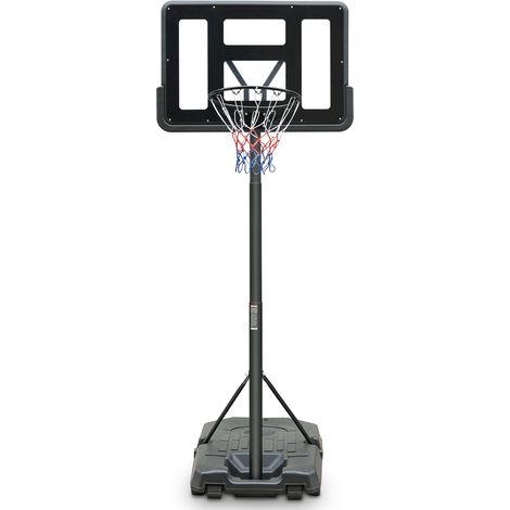 Panier de basket extérieur réglable en hauteur pour enfants et adultes, panneau PVC, filet nylon toutes saisons, support triangulaire, roues intégrées, noir - CHICFURN (1/5)